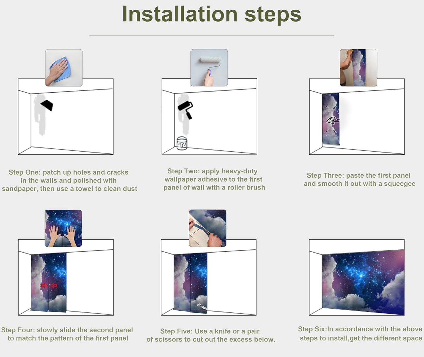 Galaxy Starry Cloud Wallpaper for Ceiling Purple Starry Sky Wall Mural Living Room Bedroom（Not Peel n' Stick）