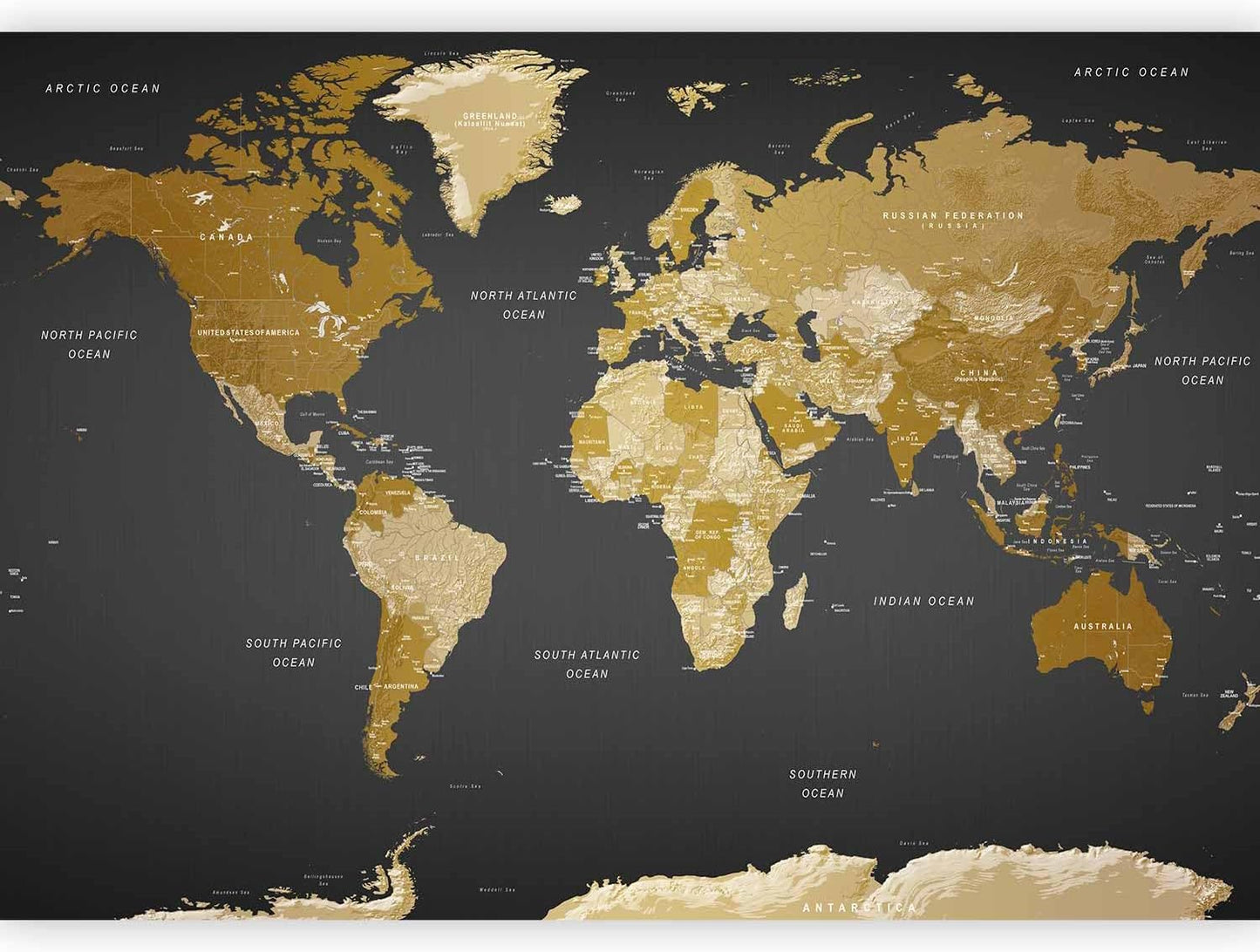 artgeist Wall Mural World Map 154x110 in - XXL Peel and Stick Self-Adhesive Wallpaper Removable Large Sticker Foil Wall Decor Print Picture Image Design Map of The World k-A-0092-a-a