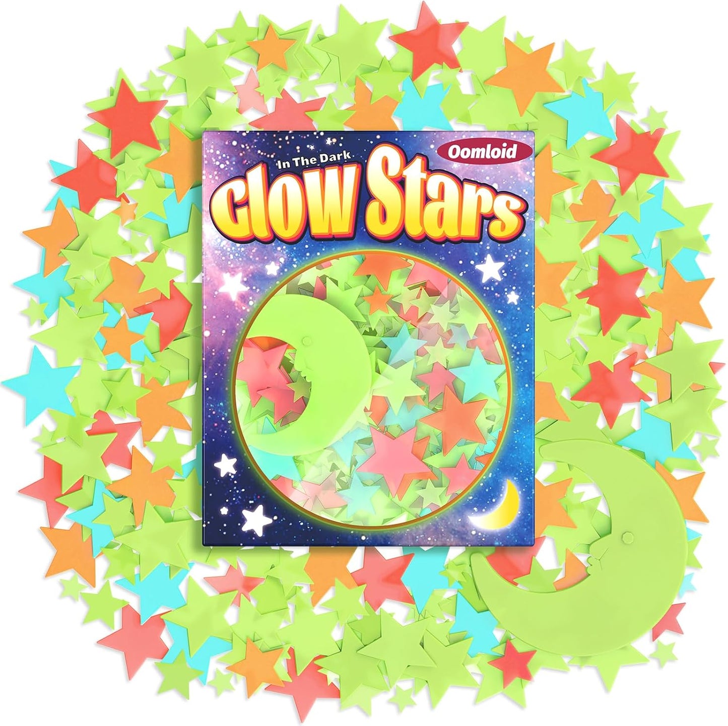 201 Pcs Glow in The Dark Stars Stickers for Ceiling, Toddler Stocking Stuffers Wall Room Decor Gifts, Luminous 3D Glowing Stars Easter Basket Stuffers for Kids Boys Girls