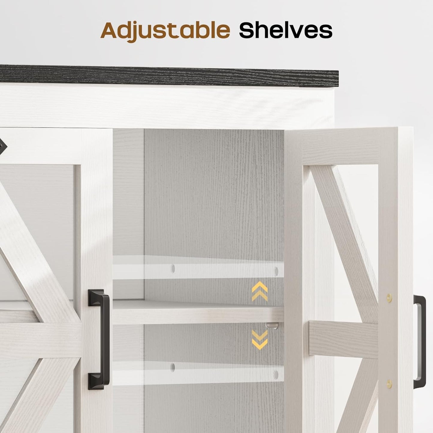 Farmhouse Side Table - 24" Large Night Stand Set 2, Wood Nightstand with Charging Station, Bedside Table with Adjustable Shelf, End Tables Living Room, Rustic Bed Side Tables Bedroom, White