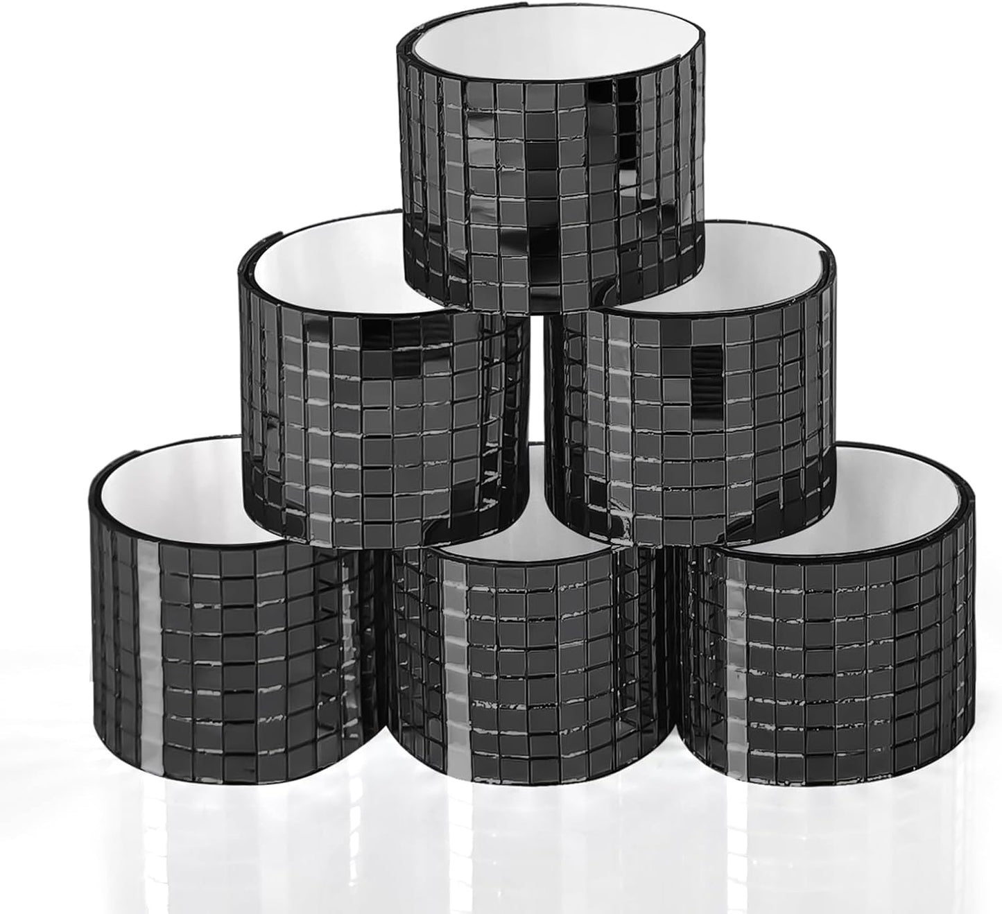 Art3dwallpanels 6 Pack Self Adhesive Glass Mirror Mosaic Disco Tiles Small Square Mirror Sticker for for DIY Disco Ball, Disco Cowboy Hat, Vase, Bottle, Interior Decoration, 2364 Pieces, Black
