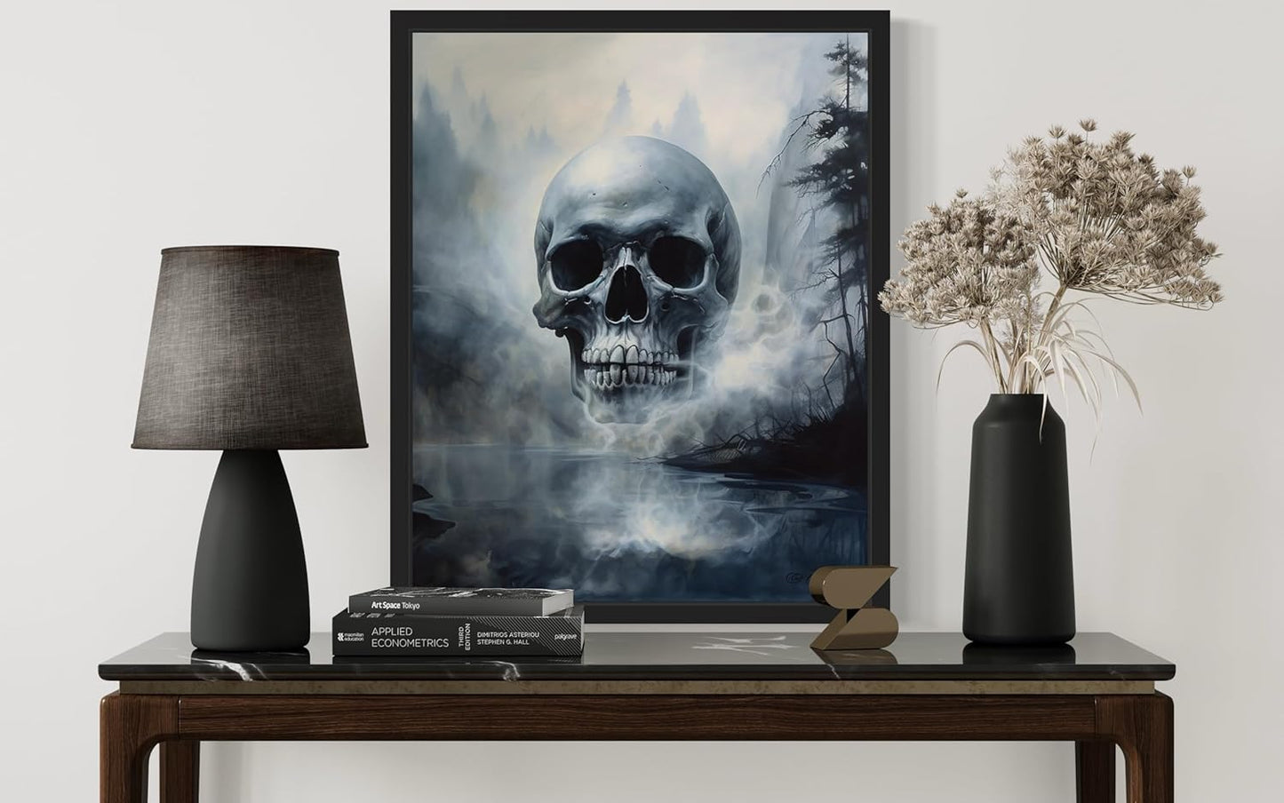 Foggy Skull Poster Art Print, Halloween Scary Vintage Wall Art Academia Spooky Painting Decoration for Horror Prints, Gothic Posters Bedroom Decor 89 (Foggy Skull, 11 x 14 inches, Unframed)