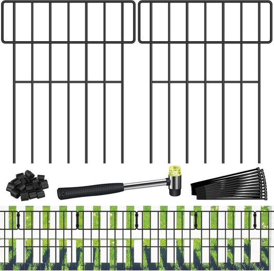Decoration Garden Fence 16.5in x 10ft, 10 Pack Rustproof Metal Animal Barrier Fence, Arched Flower Bed Edge Decorative Rabbit (25 Panels - 17 in(H) X 27 ft(L))
