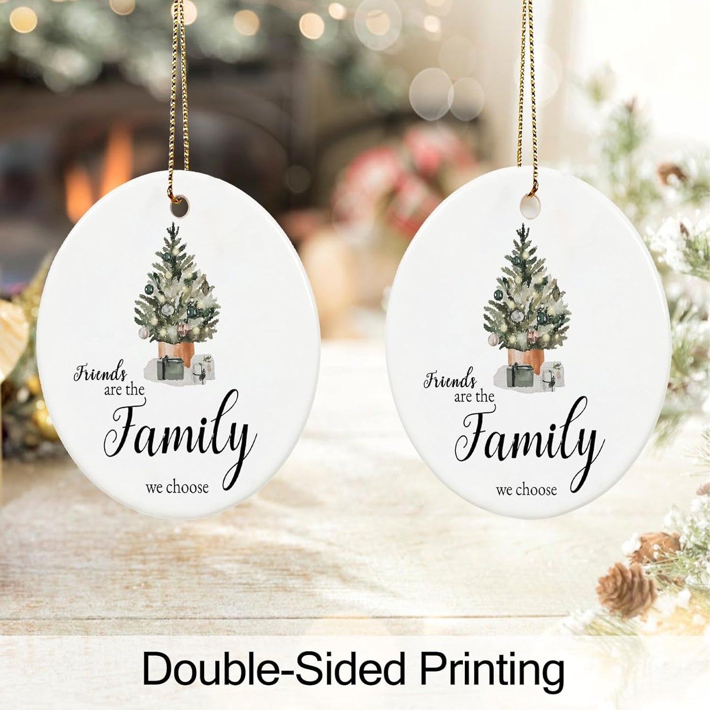 Friend Ornament 2025, Friendship Christmas Ornaments for Friends, Ceramic Keepsake Friends Christmas Ornaments with Ribbon and Box