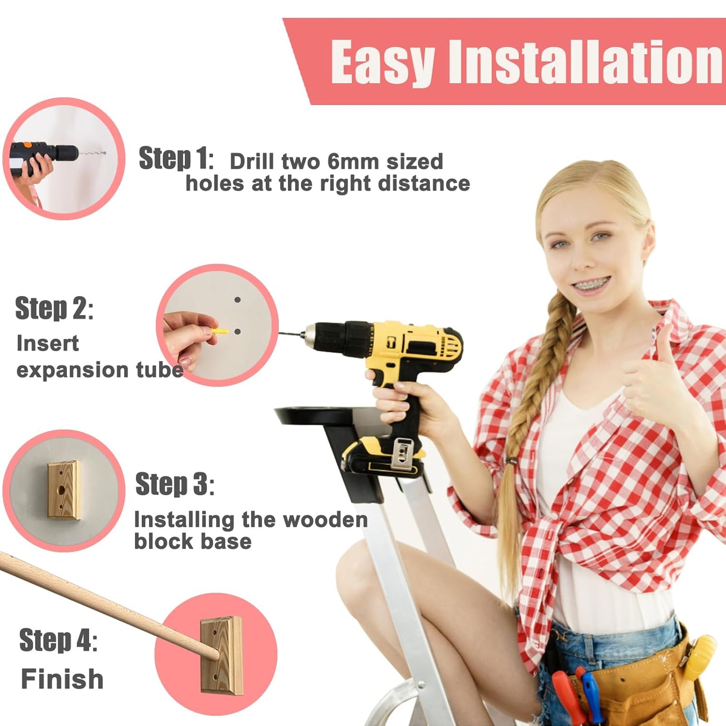 Crib Mobile Wooden Arm, Wall Mounted Suitable for All Cribs 100% Natural Larch Hanger Nusery Decor Baby Room Safe Holder(Mobile is not Included