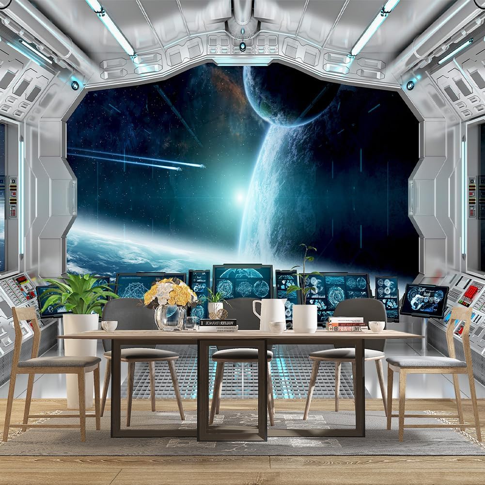 Galaxy Spaceship Bathroom wallpeper Living Room Bedroom Ceiling Wall Mural - 160"x108" (Not Peel and Stick)
