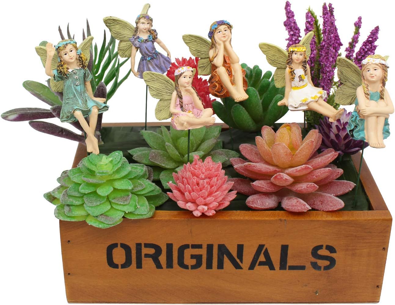 Fairy Garden Vintage Resin Fairy Figurines for Outdoor Garden Yard Lawn Supplies Home Decor Set of 6