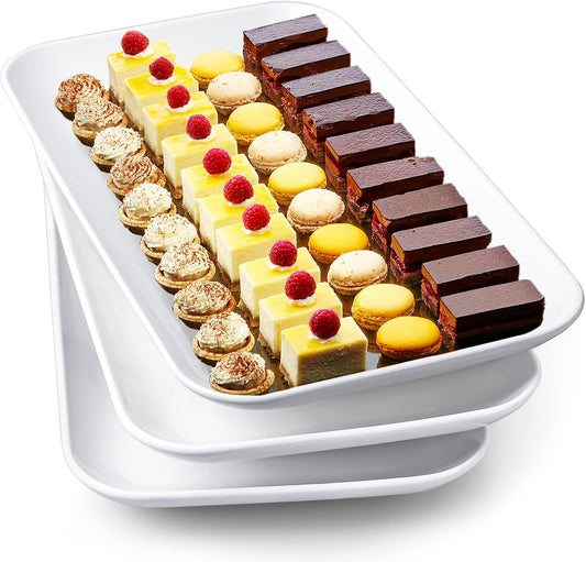 Delling 16 inch Serving Platter Set, White Porcelain Platters for Serving Food, Large Serving Trays for Party, Entertaining, Fruit, Appetizer, Oven Safe Dinnerware Set of 3