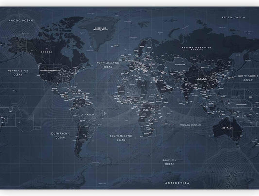 artgeist Wall Mural World Map 197x138 in - XXL Non-Woven Wallpaper Fleece Wall Decor Photo Print Picture Image Design Home Map of The World k-A-0123-a-a