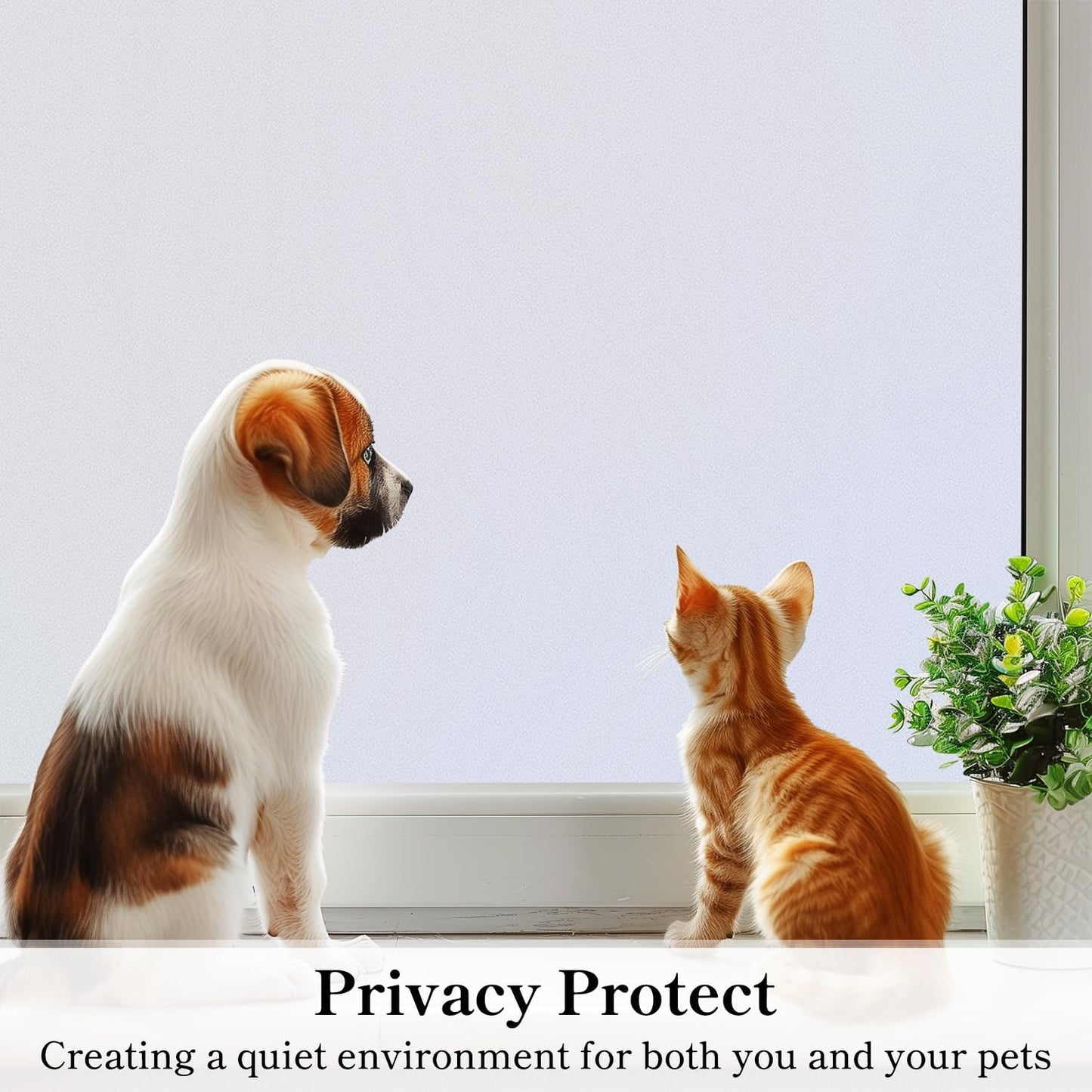 DUOFIRE Privacy Window Film Frosted Glass Film Matte White Static Cling Glass Film No Glue Anti-UV Window Sticker Non Adhesive for Privacy Office Meeting Room Bathroom Living Room DS001W 23.6x78.7in