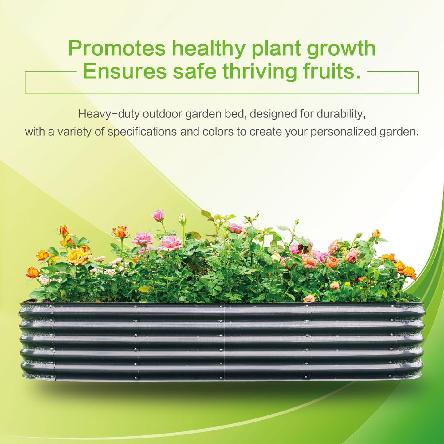 Gardmax Galvanized Raised Garden Bed, Lightweight Planter Boxes Outdoor with Easy Assembly, Large Garden Bed for Vegetables, Fruits, Flower Dark Grey 8FT