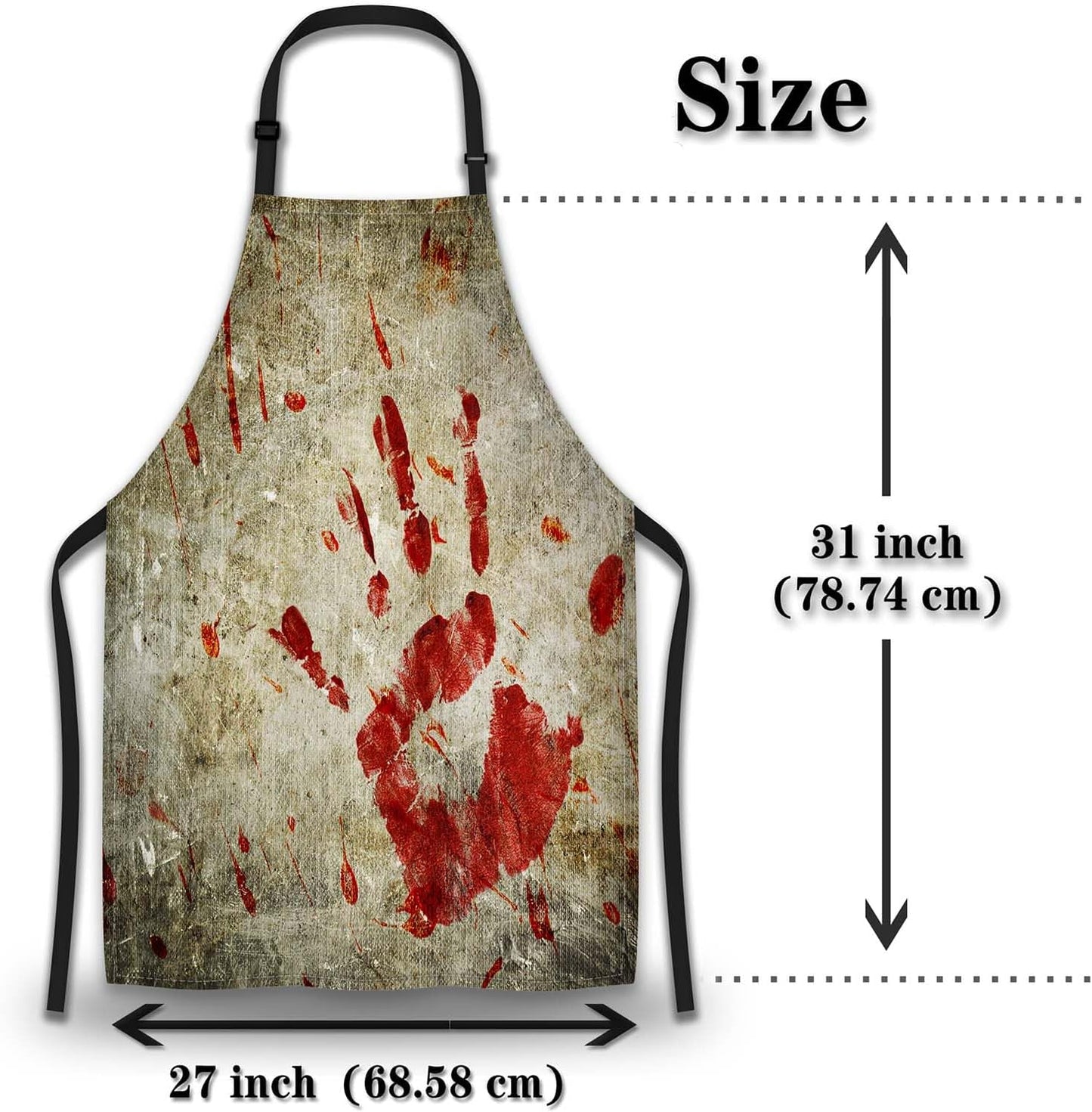 Baking Apron for Women Bloody Handprint Grungy Wall Kitchen Aprons for Men for Kitchen Cooking Restaurant BBQ Painting Crafting 27” (W) x 31” (H), Waterproof Apron
