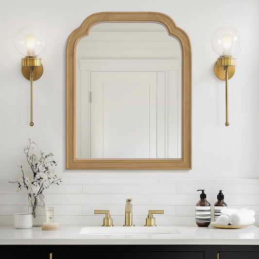 WallBeyond Wood Frame Wall Mirror Decor for Entryway, Living Room or Bedroom Home Decor - Light Woodgrain 16" x 20" Natural Color