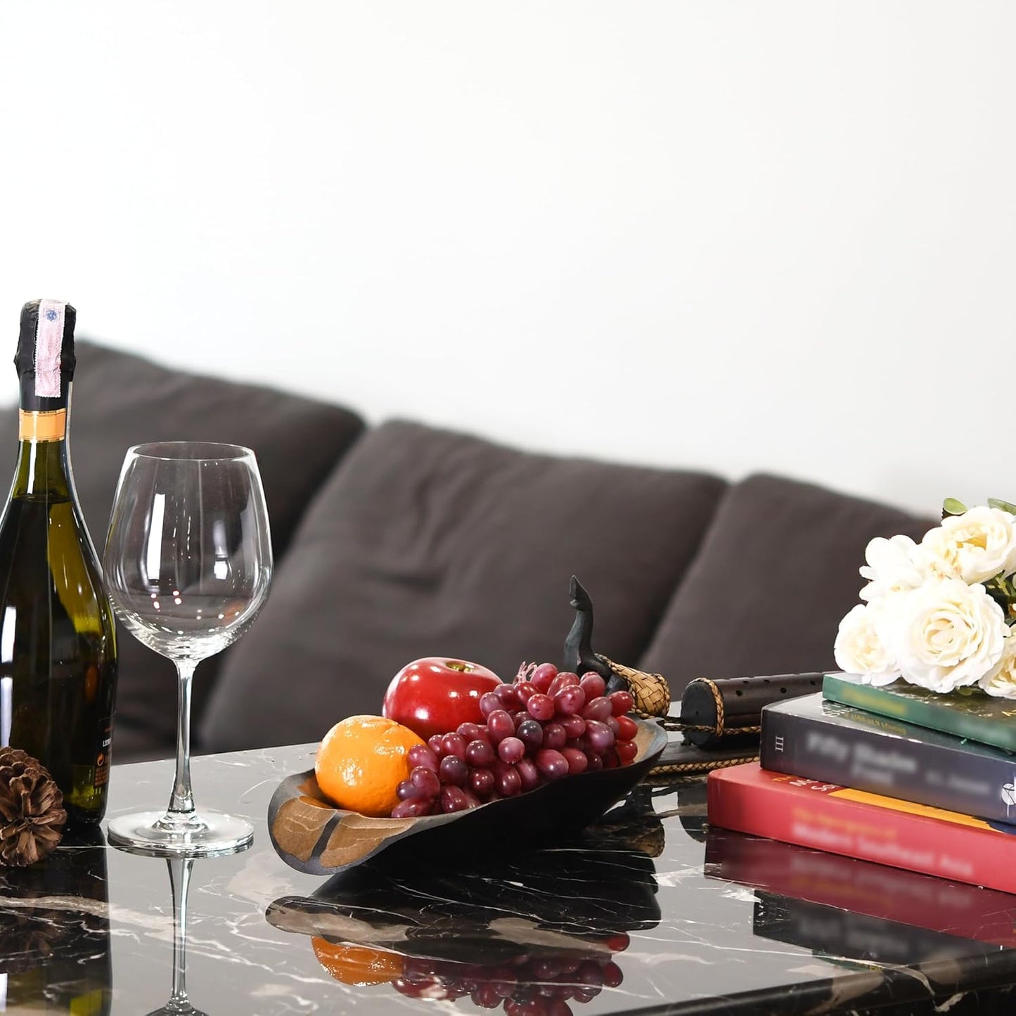 AeraVida Nature Inspired Handcarved Curvy Leaf Shaped 2-Tone Stained Wooden Serving Bowl or Dish for Tropical Chic Home Décor & Kitchen Accessories