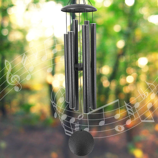 ASTARIN Wind Chimes Outdoor, 45-Inch Memorial Wind Chimes with 6 Heavy Tubes, Unique Outdoor Decor, Sympathy Gifts, Black Grey