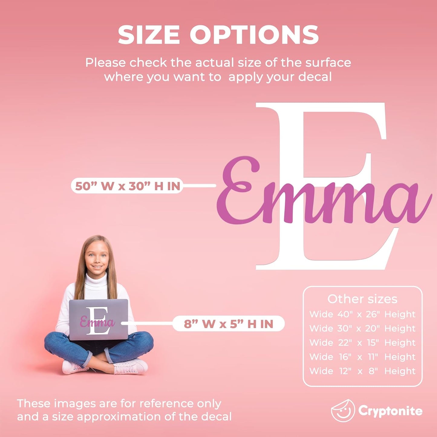 CRYPTONITE Personalized Name & Initial Vinyl Wall Decor I Nursery Wall Decal for Baby Boy & Girl Decoration I Wall Stickers for Bedroom Decor I Boys Bedroom Decor I Size Options