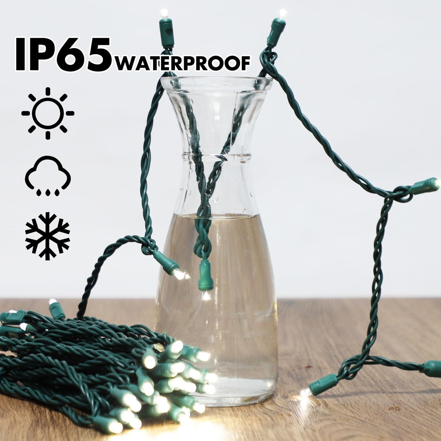 1200LED (24pk of 50L) String Lights, LED Christmas Lights, 6" SPACING,Green Wire, White