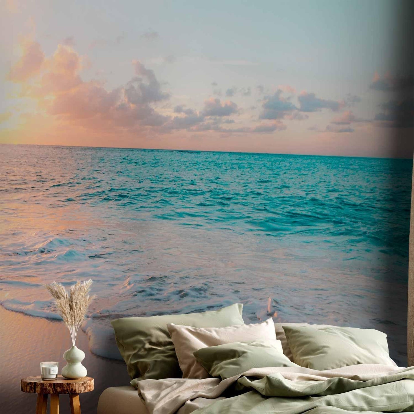 artgeist Wall Mural Nature 216x98 in - XXL Non-Woven Corner Wallpaper Fleece Angle Wall Decor Photo Print Picture Beach Waves Sunset Island Clouds c-B-10180-a-a