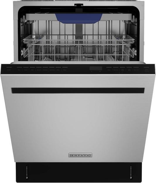 Empava 24 Inch Built-in Dishwasher, Stainless Steel Tub 15 Place Settings, 8 Wash Cycles, Top Control, Auto Door Dry, 49 dB Ultra Quiet, Energy Star & UL Certified