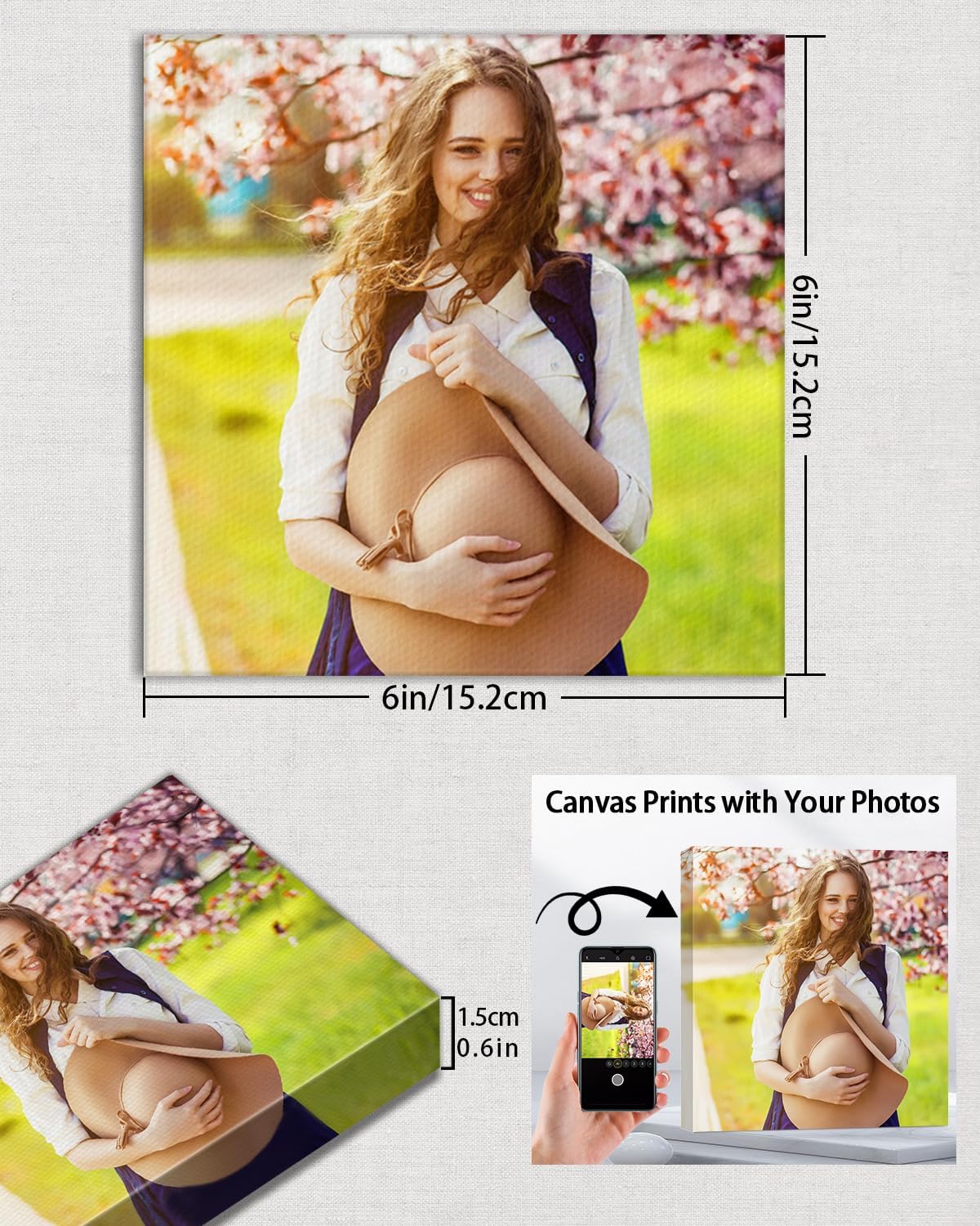 AbcCustomize Canvas Prints with Your Photos, Custom Canvas for Living Room and Bedroom Decor, Personalized gifts for Friends Lover and Family, Canvas Wall Art for Gifts & Keepsakes, Ready to Hang