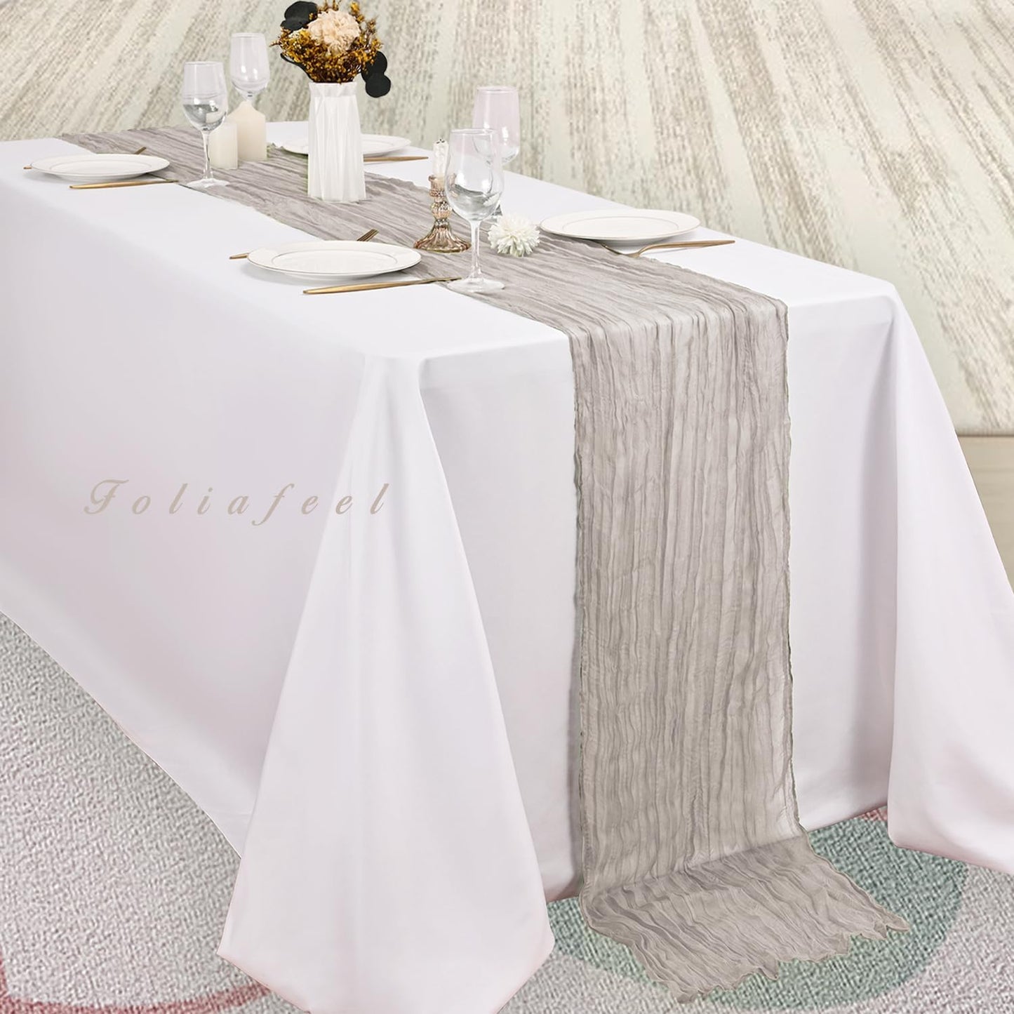 6 Pack Rose Brown Cheesecloth Table Runner 10FT Rustic Gauze Fabric Cheese Cloth Table Runner for Wedding Bridal Baby Shower Table Decor Boho Sheer Birthday Party Table Decorations 20 x 120 Inch Long