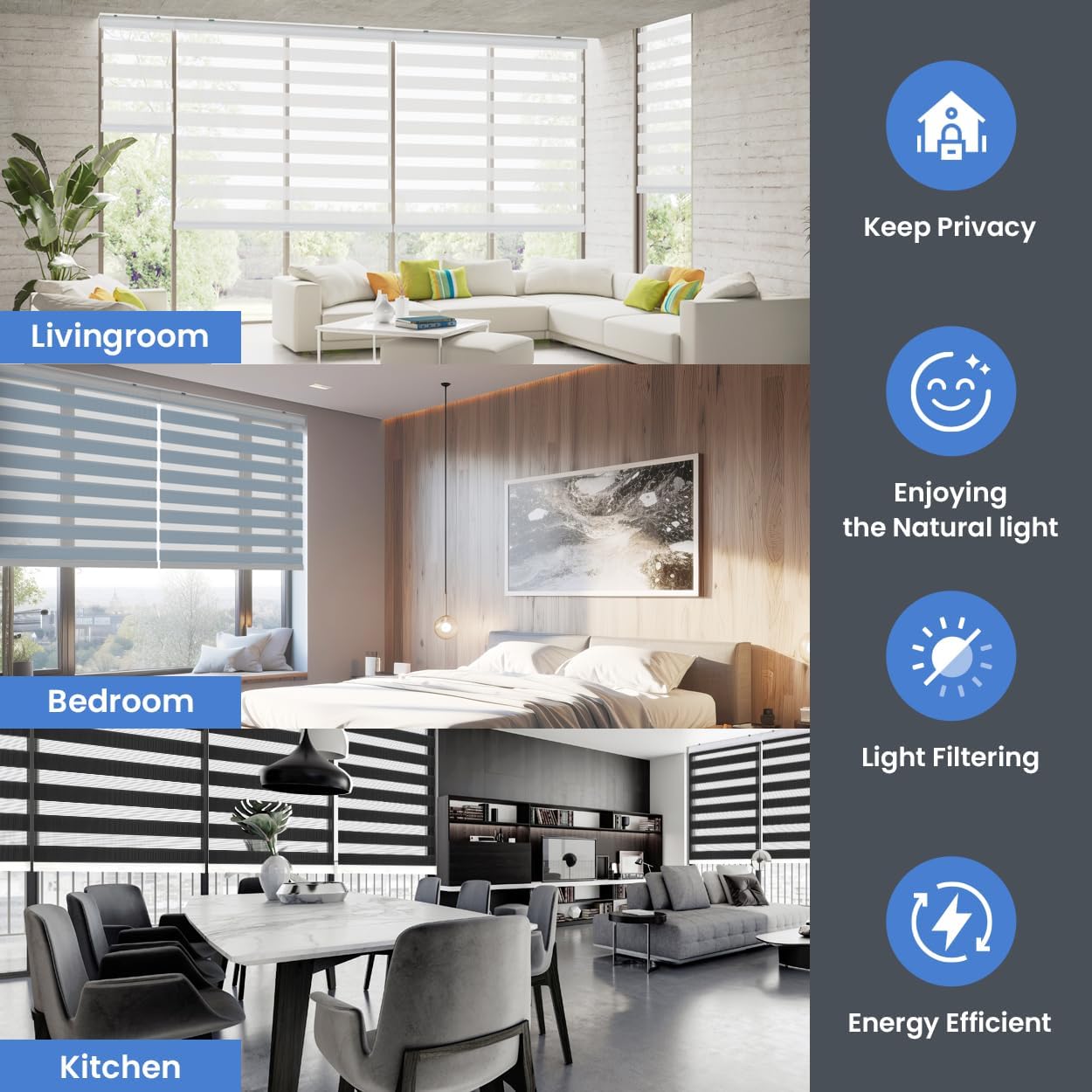 Foiresoft Standard Custom Zebra Roller Blinds for Windows [W10–105 x H10–115 Inch, Mint, Basic], Light Filtering Dual Layer Shades for Bedroom, Living Room, Office, 13 Colors