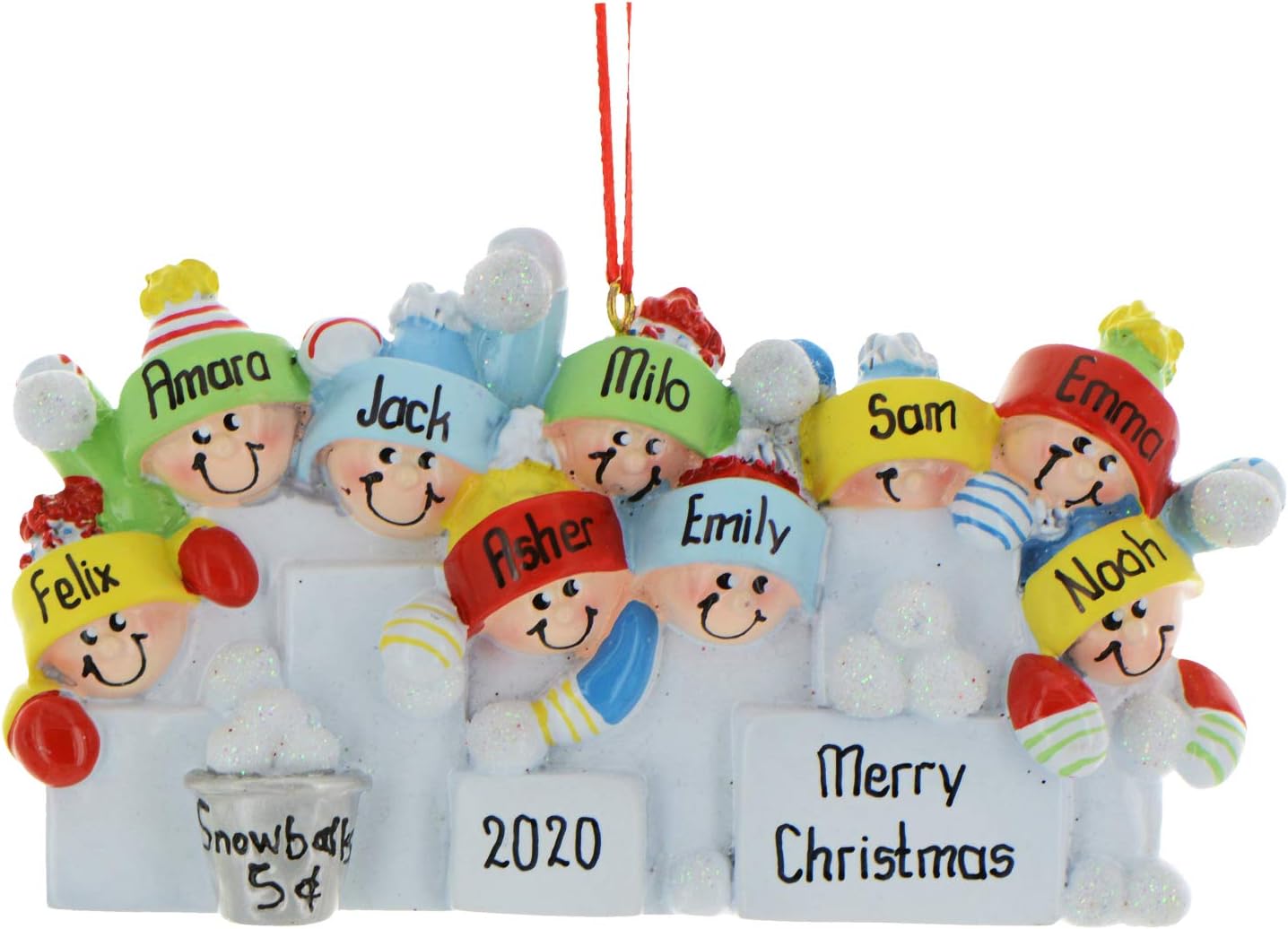 3D Snowball Fight Family of 9 Ornament 2025 Personalized Family Christmas Ornaments 2025 | Snowman Winter Holiday Personalized Tree Ornaments for Grandchildren, Siblings & Grandkids of Nine Ornament