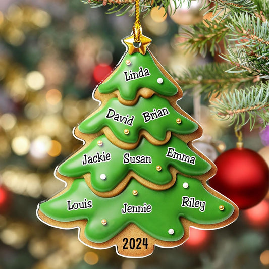 Family Gingerbread Name - Personalized Custom 3D Inflated Effect Acrylic Ornament Family Members and Pets Ornament Gifts for Family Tree Decoration (A05, 5 Names)