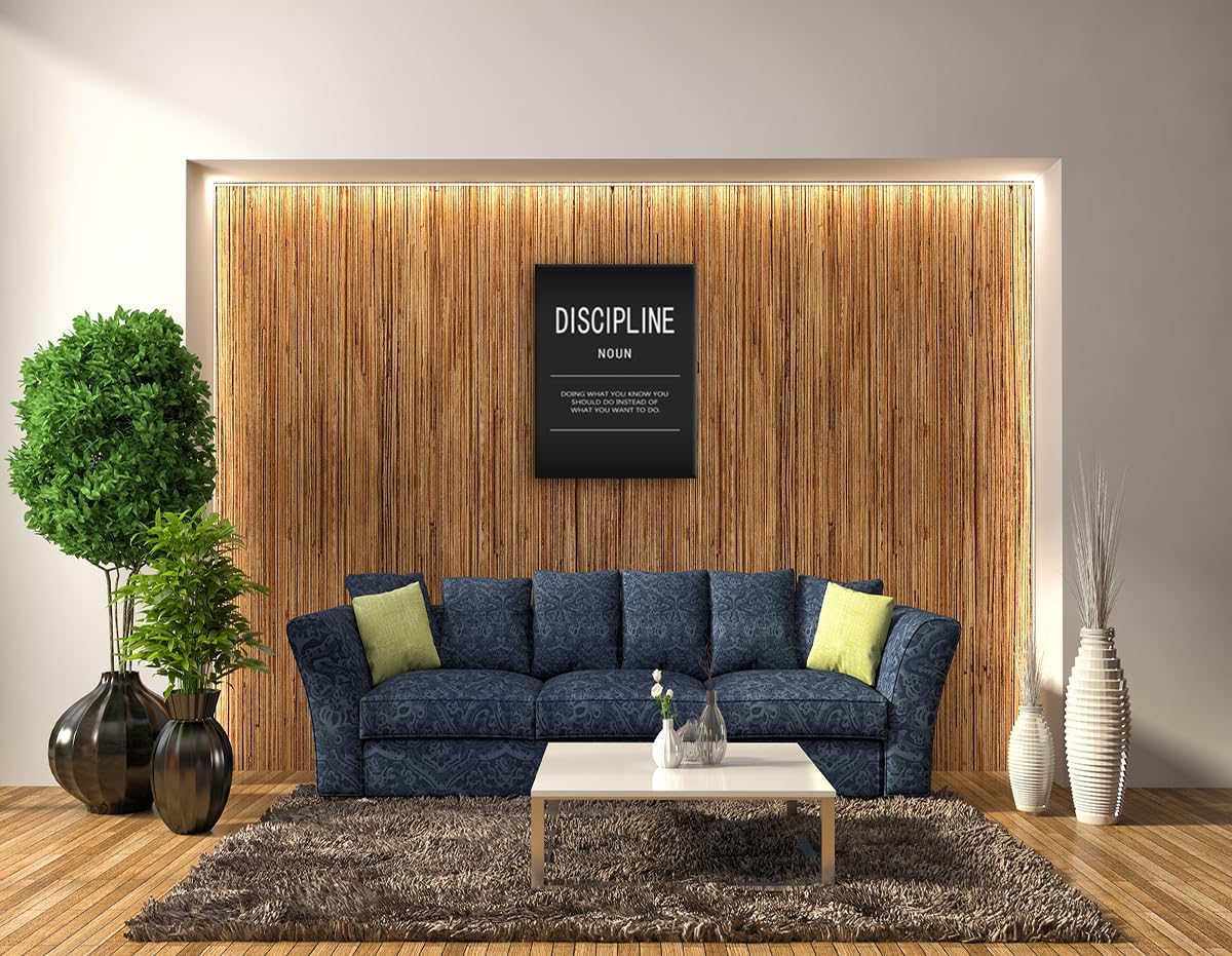 Discipline Noun Motivational Canvas Wall Art Office Decor Inspirational Painting Pictures Inspire Entrepreneur Quote Posters Prints Artwork Home Decor Living Room Framed Ready to Hang[30" W X 40" H]