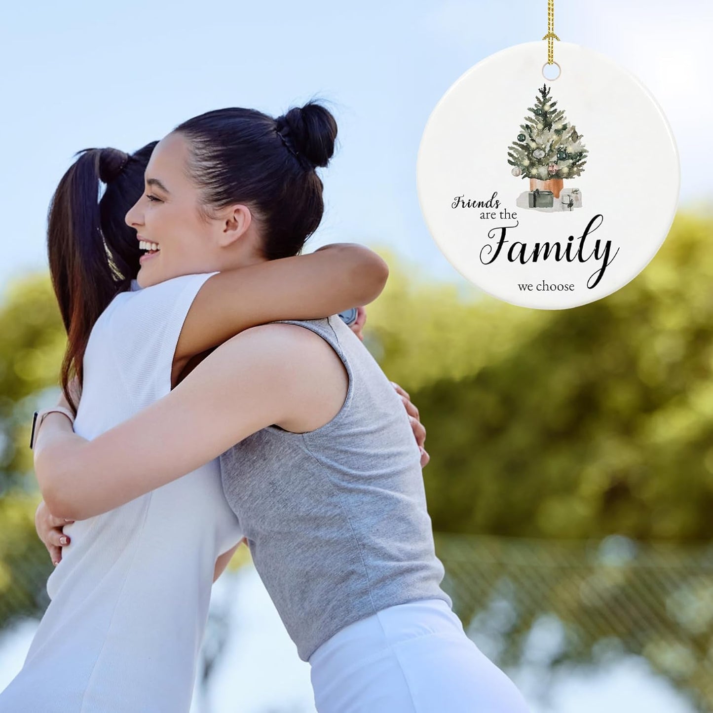 Friend Ornament 2025, Friendship Christmas Ornaments for Friends, Ceramic Keepsake Friends Christmas Ornaments with Ribbon and Box