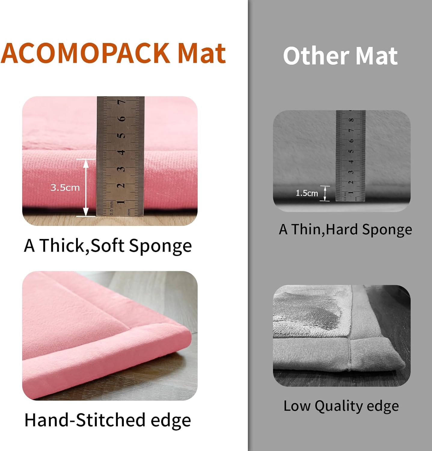 ACOMOPACK Baby Play Mat for Floor,1.3" Thick Memory Foam Area Rug for Living Room,Soft Velvet Crawling with Non-Slip Bottom for Kid,Toddler,71"×79" Tummy Time Nursery Rugs,Yoga（Pink）