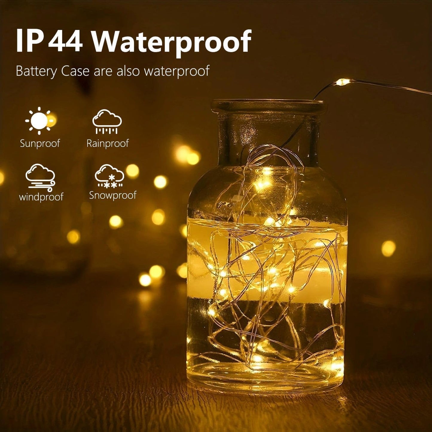 4-Pack Fairy Lights Battery Operated with Remote, Waterproof 33FT 100 LED Battery String Lights Outdoor Indoor, 8 Modes Twinkle Lights with Timer for Bedroom Classroom DIY Christmas Decor (Warm White)