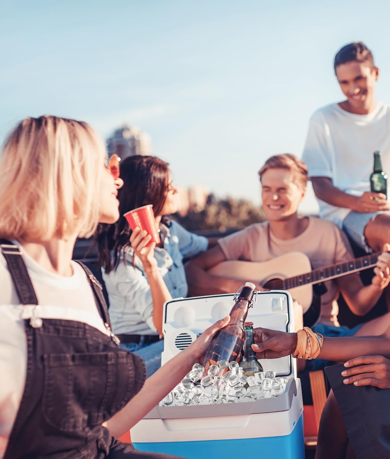 ecozy Portable Ice Maker Countertop, 9 Cubes Ready in 6 Mins, 26lbs in 24Hrs, Self-Cleaning Ice Machine with Handle/Ice Bags/Ice Scoop/Ice Basket, 2 Sizes Bullet Ice for Home Kitchen Office Bar Party