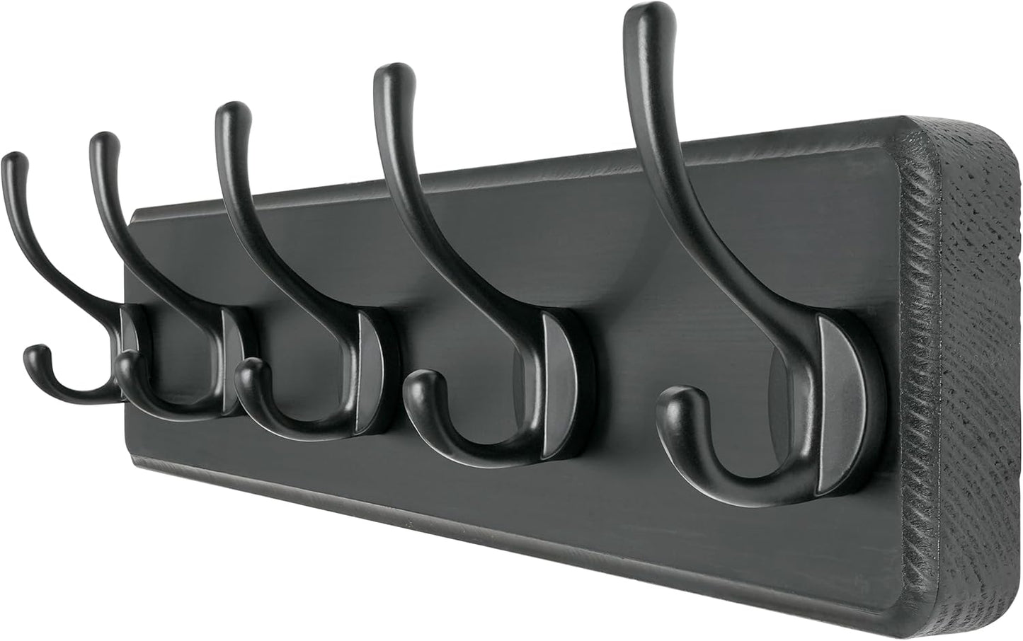 Dseap Coat Rack Wall Mount: Modern, Patented, Heavy-Duty, 17.4" Long 5-Double-Hooks Wooden Hanger Hook Rail for Winter Coats Hat Jacket Clothing, Black