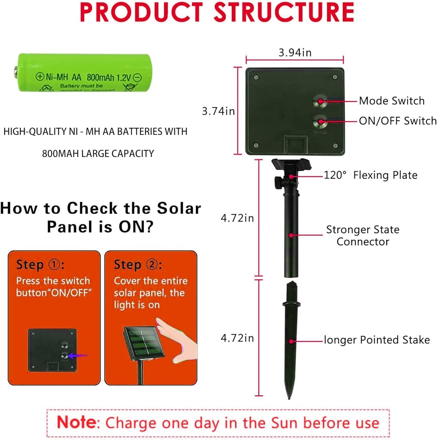 Dazzle Bright 2 Pack Solar String Lights Outdoor, Total 80FT 240LED Solar Powered Waterproof Fairy Lights 8 Modes, Copper Wire Lights for Christmas Patio Party Tree Yard Decoration (Red)