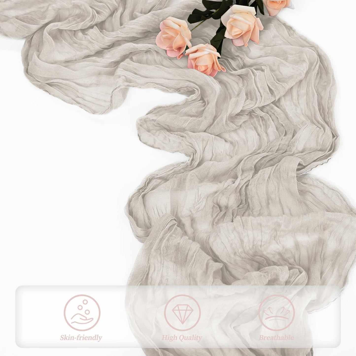 12 Pack Rose Brown Cheesecloth Table Runner 10FT Rustic Gauze Fabric Cheese Cloth Table Runner for Wedding Bridal Baby Shower Table Decor Boho Sheer Birthday Party Table Decorations 20 x 120 Inch Long