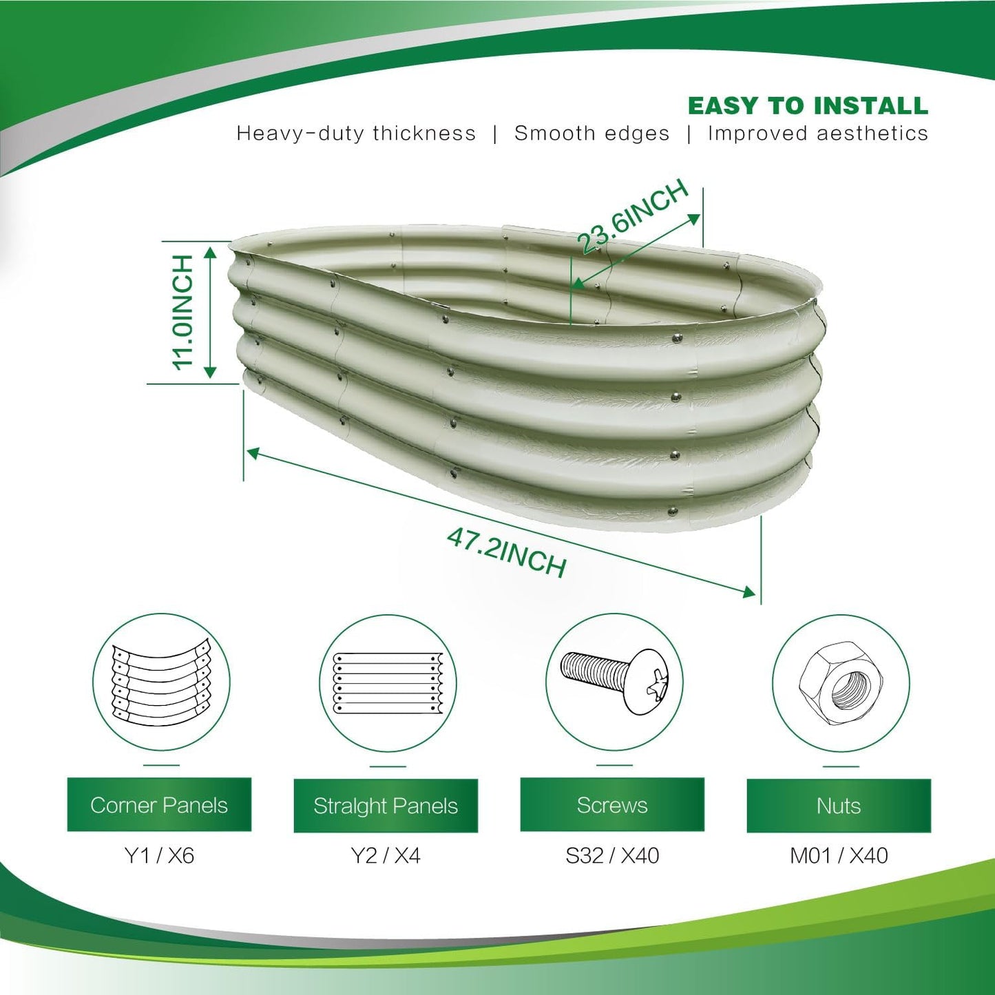 Gardmax 2 Pack Galvanized Raised Garden Bed, Lightweight Planter Boxes Outdoor with Easy Assembly, Large Garden Bed for Vegetables, Fruits, Flower