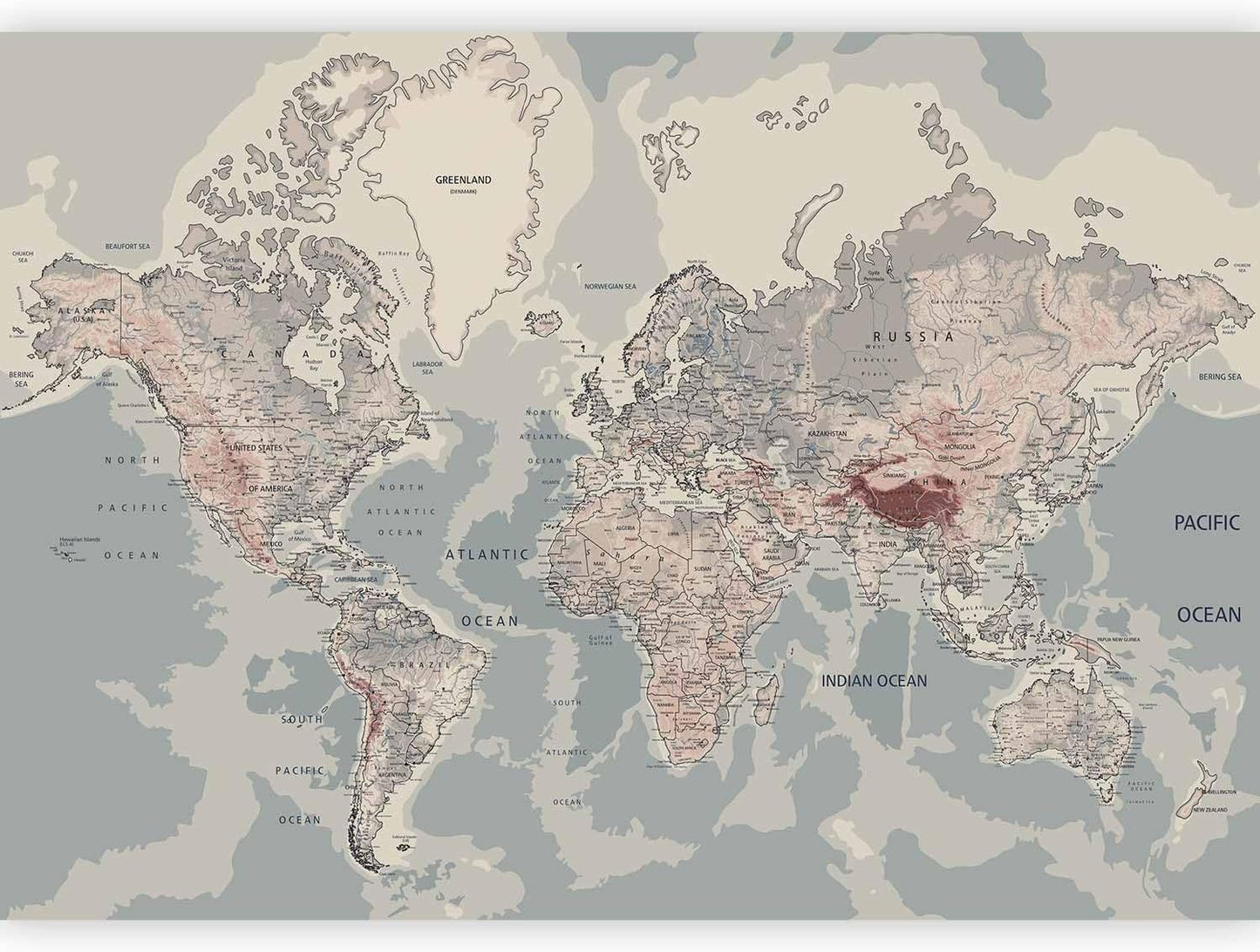 artgeist Wall Mural World Map 135x101 in - XXL Peel and Stick Self-Adhesive Wallpaper Removable Large Sticker Foil Wall Decor Print Picture Image Design Map of The World k-A-0061-a-c