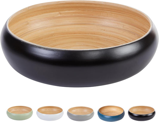 Fruit Bowl For Kitchen Counter, Decorative Bowl, Large Serving Bowl Or Fruit Basket For Kitchen Spun Bamboo (Black)