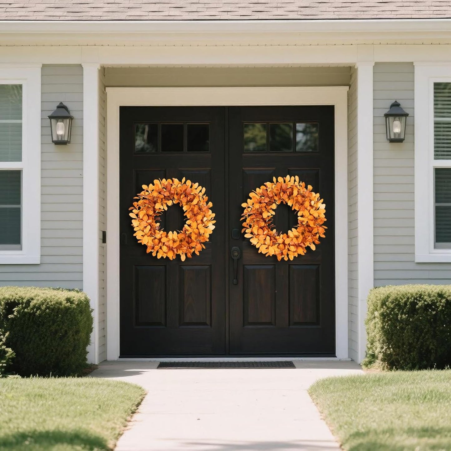 24 Inch Artificial Autumn Wreaths - Fall Leaves Wreath Front Door Decor for Harvest Farmhouse Style, Thanksgiving Halloween Holiday Decor Indoor Outdoor Use