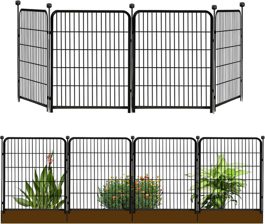 Garden Fencing 36 Inch High, 4 Panels Total 8.9 Ft(L) Dog Fence Outdoor for Yard, 4 One-Sided Plate, No Door, Anti Dig Fence Barrier, Dog Pen, Rabbit Fences, Garden Fences and Borders