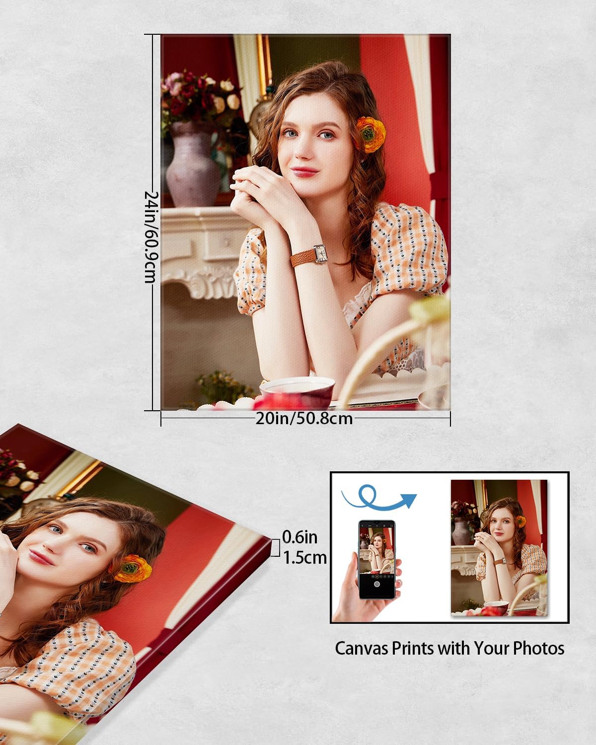 AbcCustomize Canvas Prints with Your Photos，Custom Canvas Wall Art for Bedroom, Living Room, Farmhouse Decor，Personalized Gifts Canvas Prints for Family，Friend，Lover，Pet