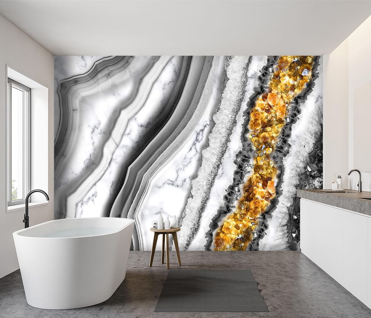 -Black and Gold Marbled Fabric Wallpaper Living Room Abstract Art Bedroom Bathroom Large Wall Mural- 137"x96"（ not Peel and Stick）