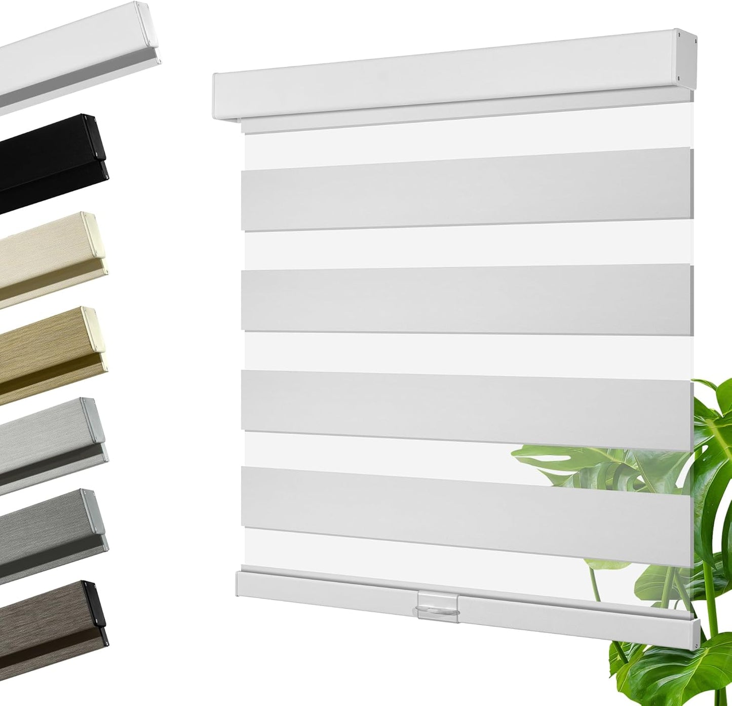 Cordless Zebra Blinds for Windows, Blackout Interior Blinds,Easy to Install,UV Protection,for Offices and Home,Custom Roller Shades, Solid White, 18" W x 48" H