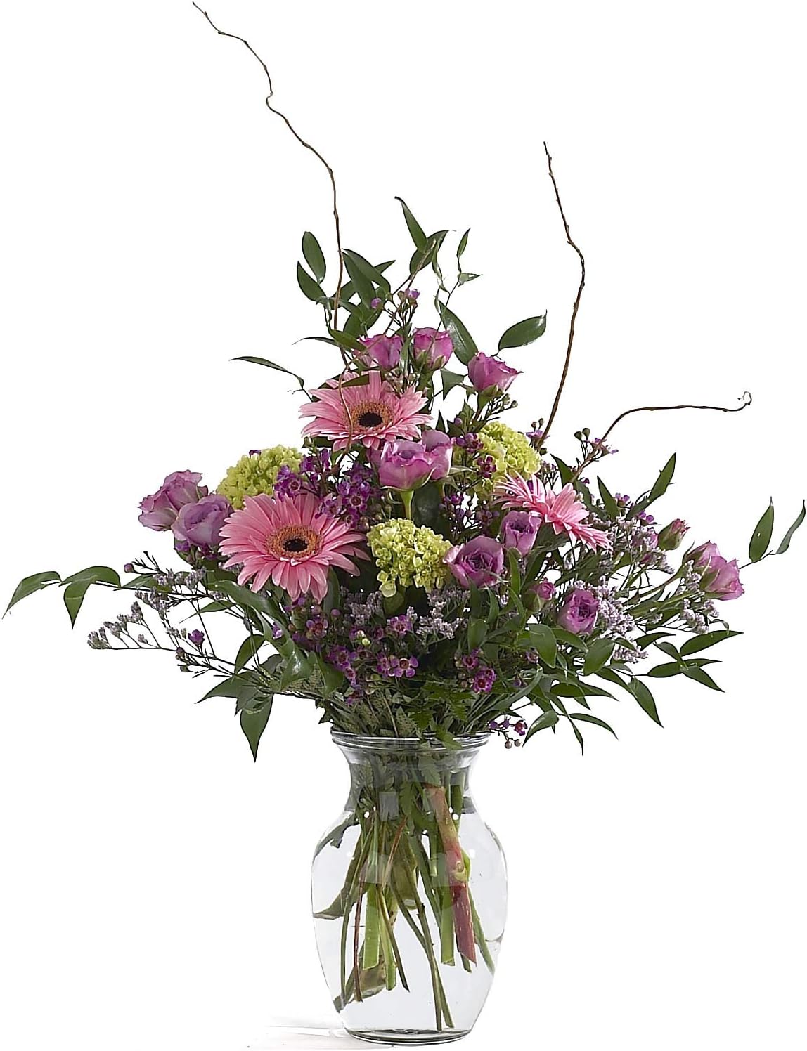 Floral Supply Online - 8" Clear Rose Vase and Flower Guide Booklet - Decorative Glass Flower Vase for Floral Arrangements, Weddings, Home Decor or Office.