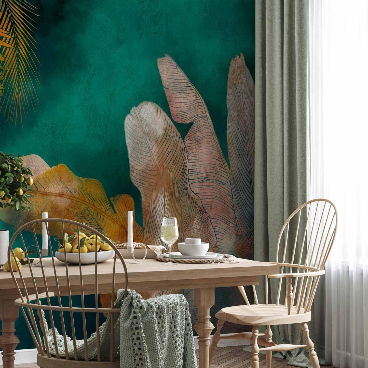 artgeist Wall Mural Jungle 79x55 in - XXL Non-Woven Wallpaper Fleece Wall Decor Photo Print Picture Image Design Leaves Green Yellow Nature b-A-0825-a-a