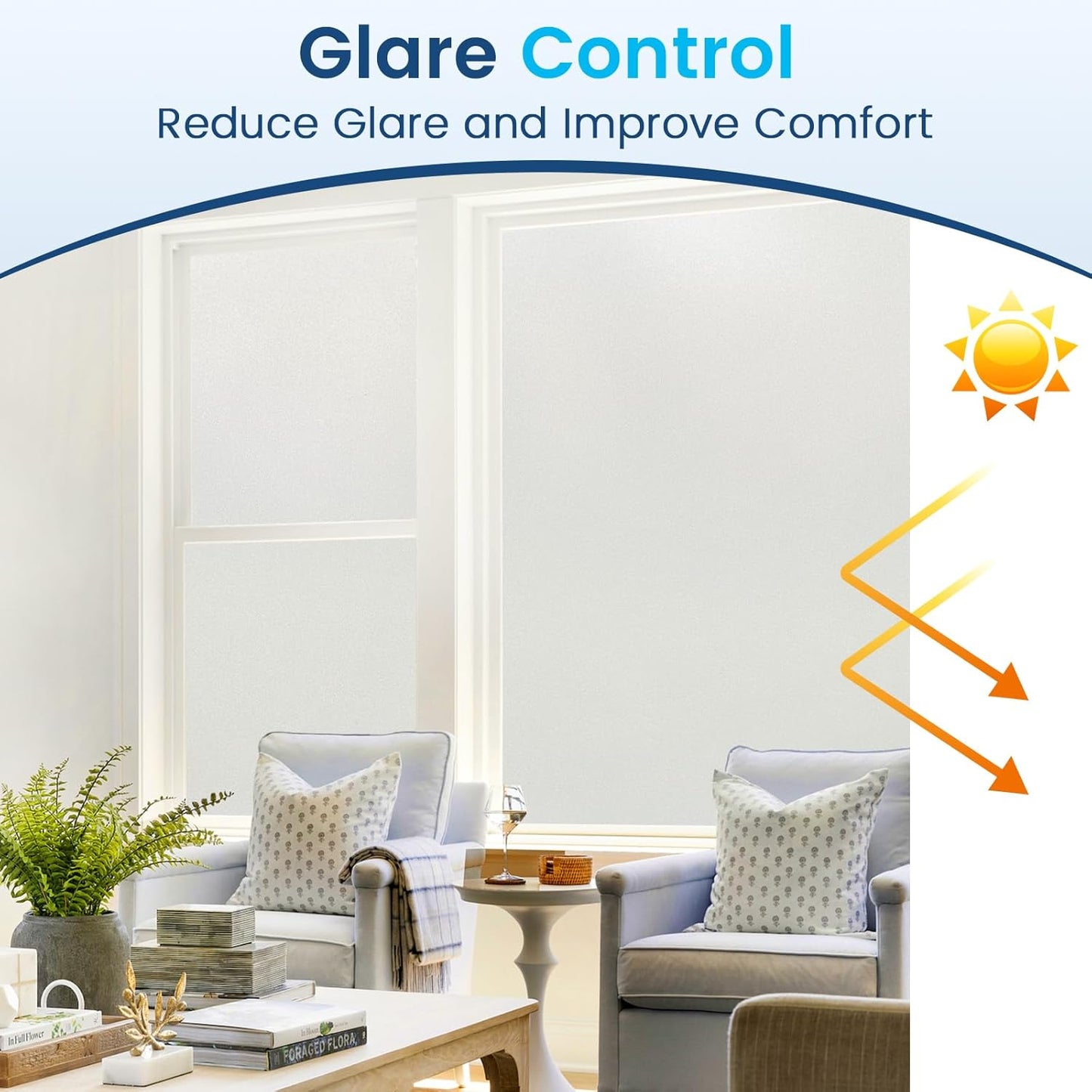 DOWELL Window Privacy Film, Frosted Glass Window Film, Static Cling Non-Adhesive Glass Clings, Sun Blocking Opaque Door Coverings, Reusable Door Sticker for Bathroom Home Office, White, 35.4" x 78.5"