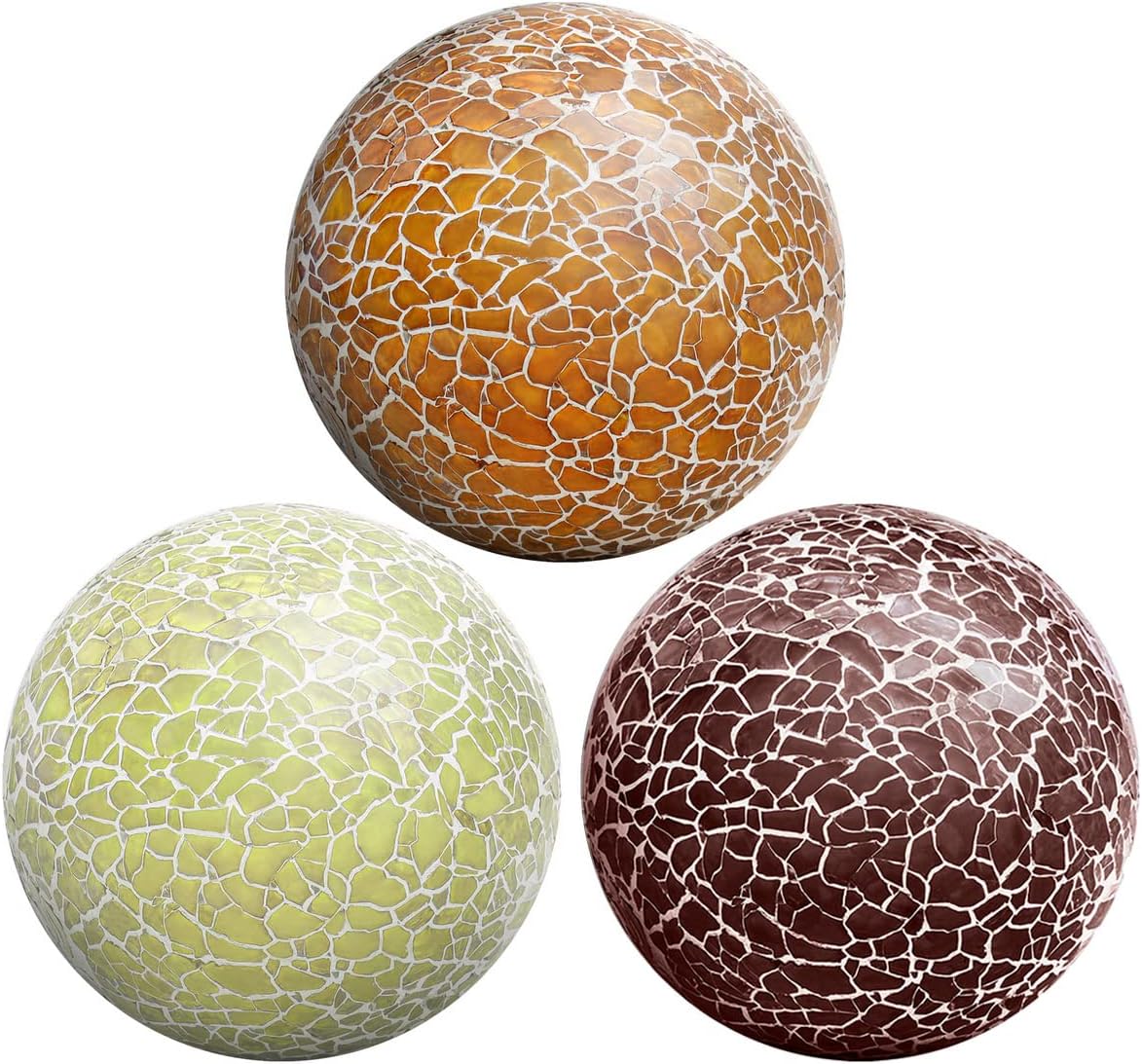 3 PCS 3.35inch Glass Mosaic Sphere Balls Mix Color Table Bowls Vases Centerpieces Set Christmas Party Living Room Thanksgiving Wedding Festival Decorative Orbs