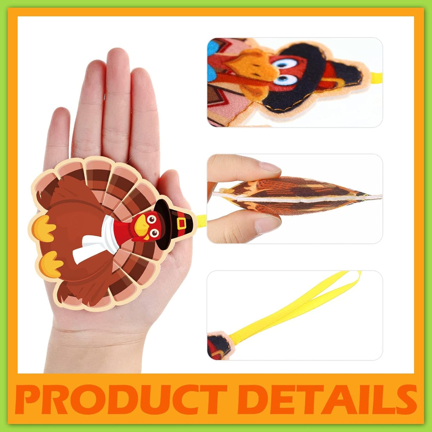 8 Pcs Thanksgiving Tree Ornaments Turkey Felt Thanksgiving Tree Decoration Give Thanks Gobble Hanging Ornaments with Rope for Harvest Theme Party Supplies Fall Door Decor