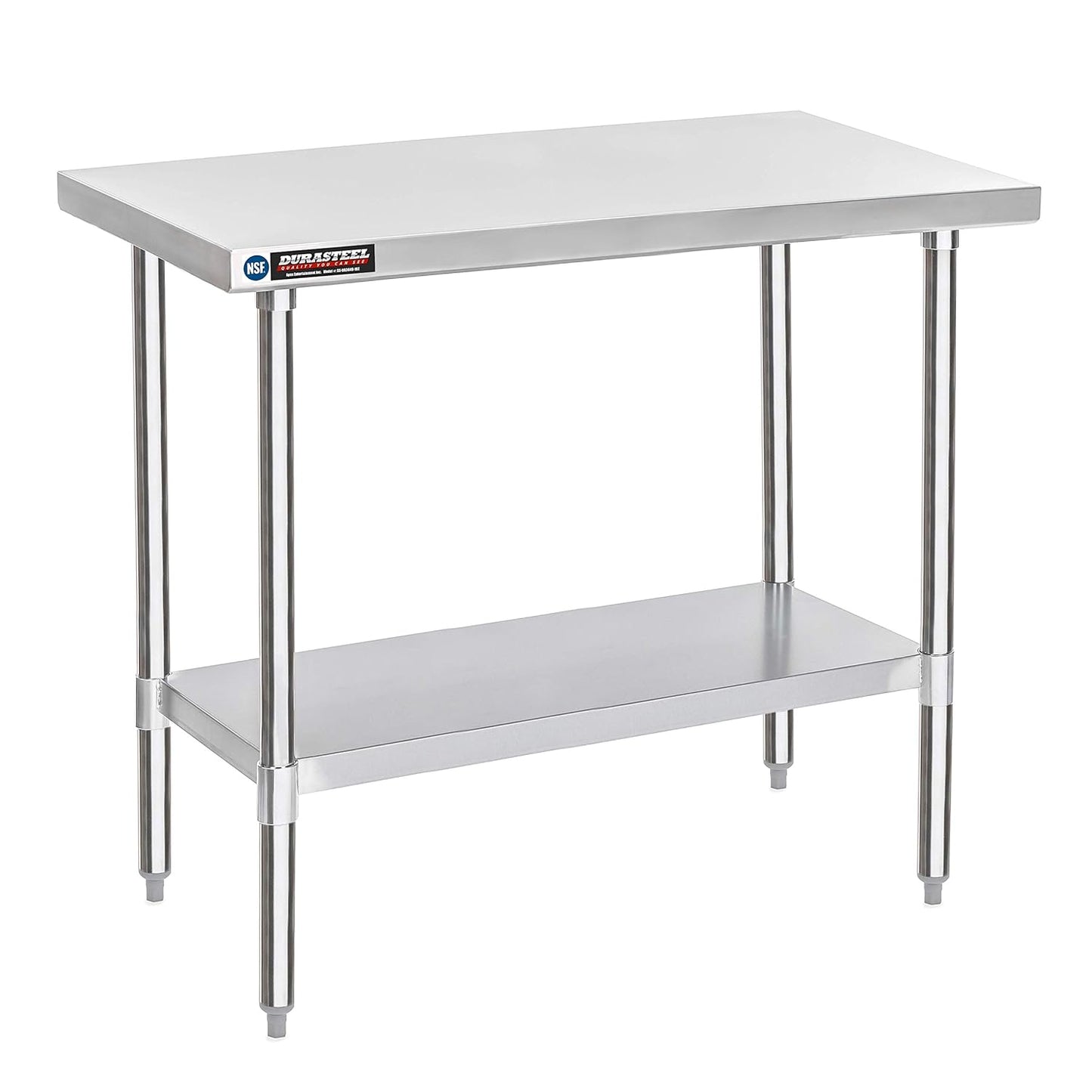DuraSteel 30x48 Stainless Steel Work Table - NSF Commercial Prep Metal Table - Outdoor Pizza Oven Stand w/Under Shelf - Kitchen Island Laundry Utility Garage Microwave Stand Large Rolling Storage Cart